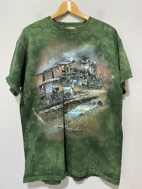 The Mountain Vtg T-Shirt Railroad Train ~ Ted Blaylock 2004 Old West Sz Large